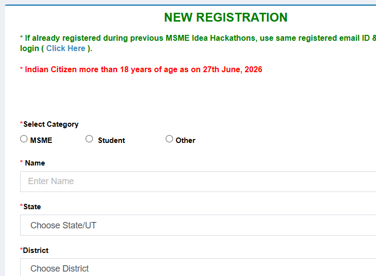 MSME Idea Hackathon form
